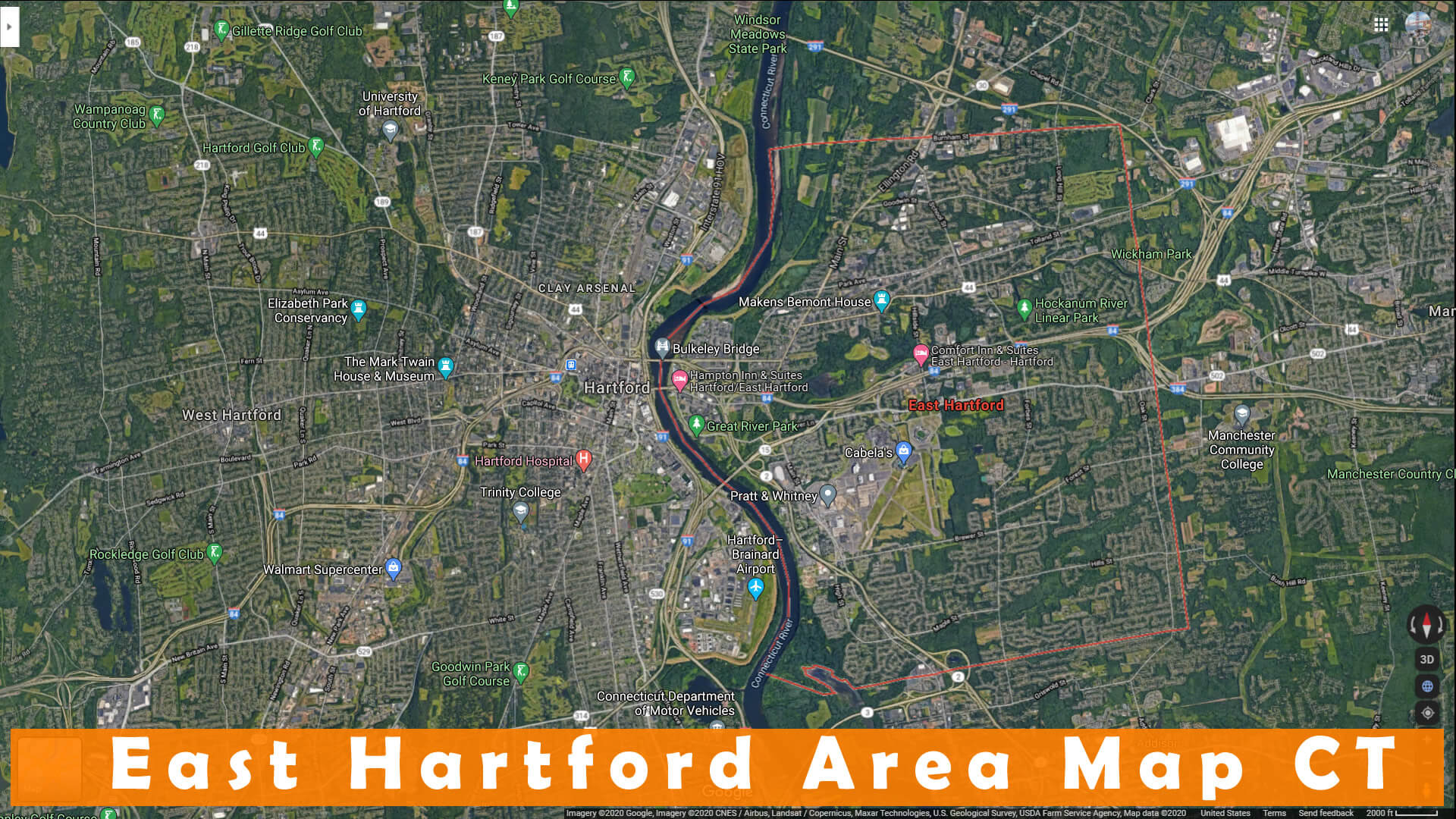 East Hartford Area Map Connecticut